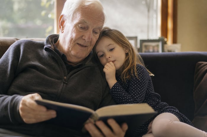 Grandfather and granddaughter
